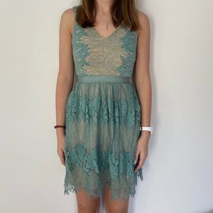 Light turquoise lace dress
